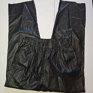 MM6 Maison Margiella Vegan Leather Raw Hem Elastic Waist Pants Black Size 38